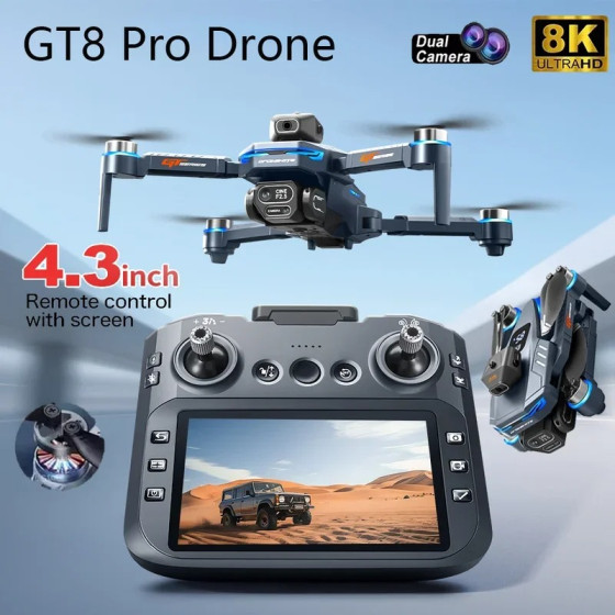 New GT8 Drone 8K Professional HD 360° Dual Cameras 5G WIFI Brushless Motors Obstacle Avoidance Foldable Quadcopter