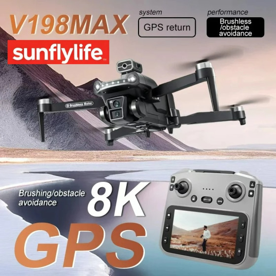 V198MAX Drone 8K Profesional FPV Brushless Laser obstacle avoidance Aerial Optical Foldable Quadcopter Mini 4K Dron