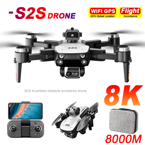 New S2S Drone 8K Professional HD Dual Camera Brushless Obstacle Avoidance Aerial Photography Foldable Quadcopter Toys Gifts